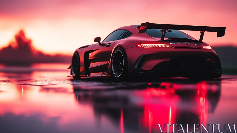 Sunset-soaked race beast prowls across neon-gloss asphalt