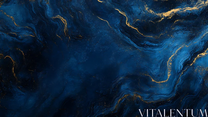 Deep navy blue marble texture with flowing gold veins.