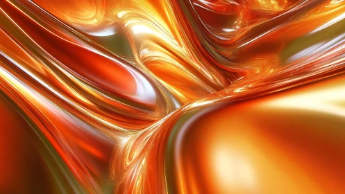 Specular orange fluid surfaces form high-gloss curved reflections