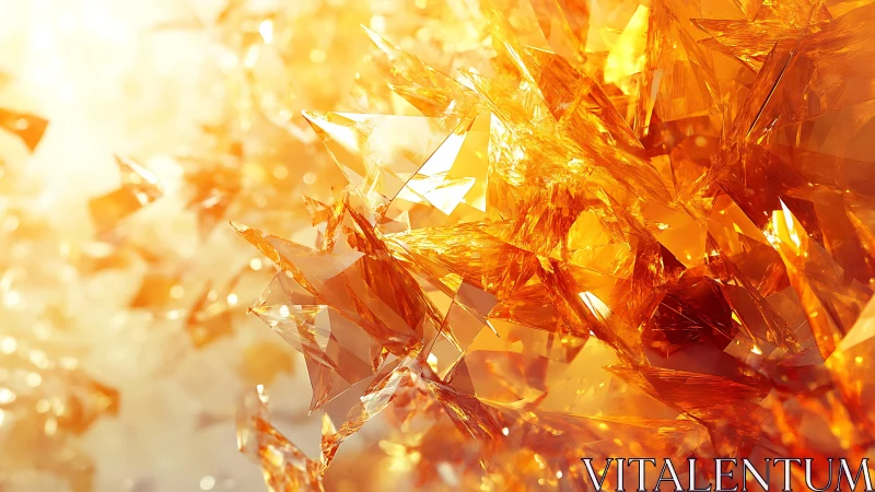 Abstract golden crystal shards in vibrant digital art style.