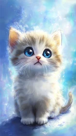Ethereal White Kitten. Luminous Blue Eyes.