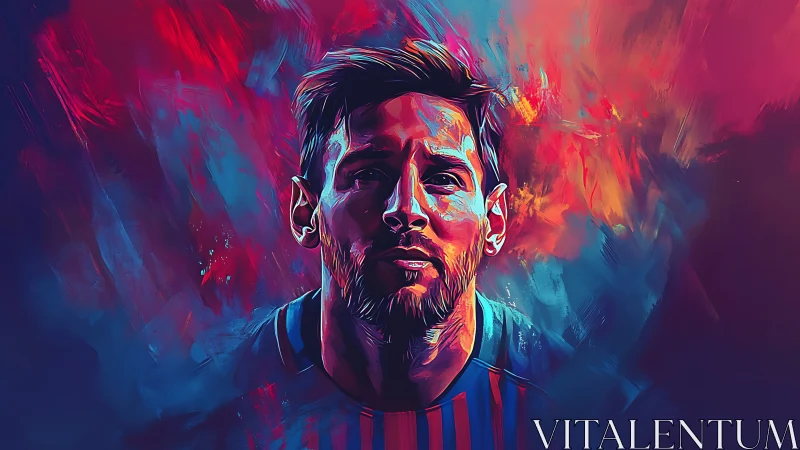 Vibrant digital portrait under neon brushstroke storm.