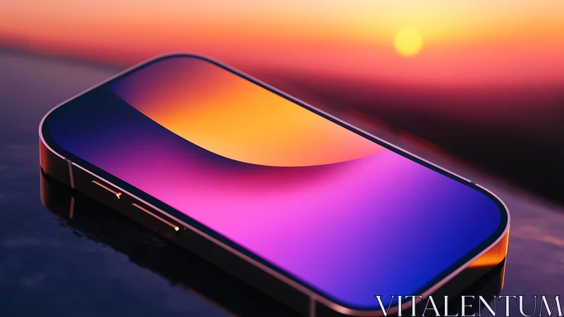 Gradient-Mapped Smartphone Device with Chromatic Sunrise Environment Rendering.