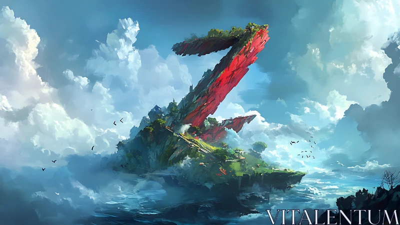 Floating Island Platform Structure in Seascape.