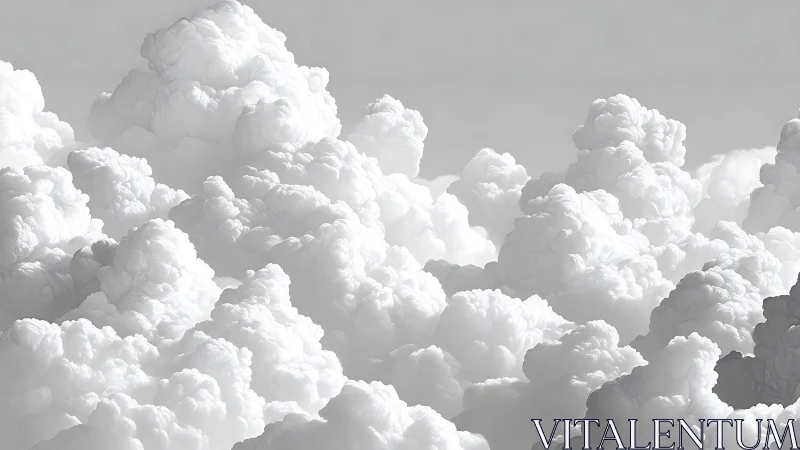 Dense volumetric cloud formations in monochrome study.