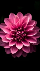 Radiant Pink Dahlia Blooming Against Dark Shadows