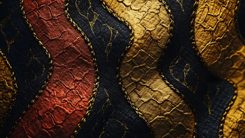 Warm ripples of gold and copper textured fabric detail.