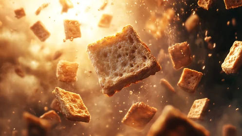 Golden Croutons Dancing in Warm Sunlight.