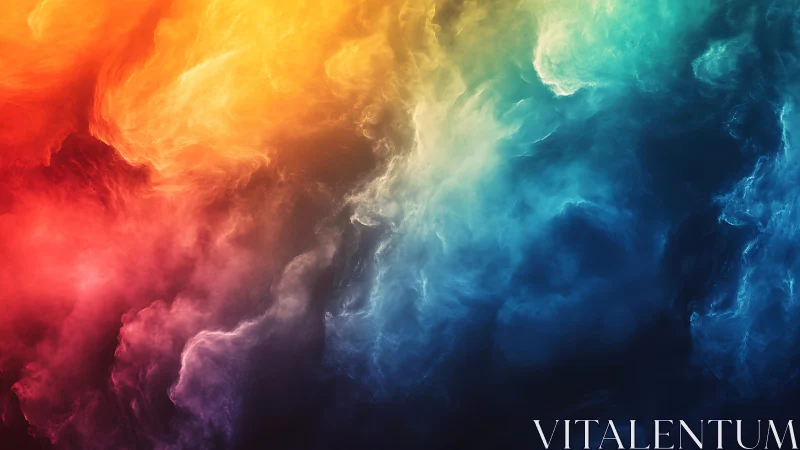 Color storms collide as spectral clouds paint quiet cosmos