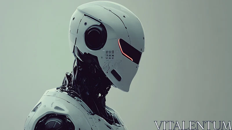 Silent chrome sentinel dreaming in a pale electric hush.