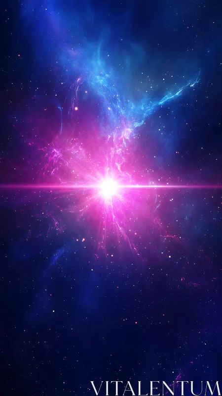 Cosmic nebula burst with radial light core composition.