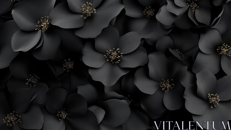 Ebony Petals Dance With Golden Stamen Sparkle