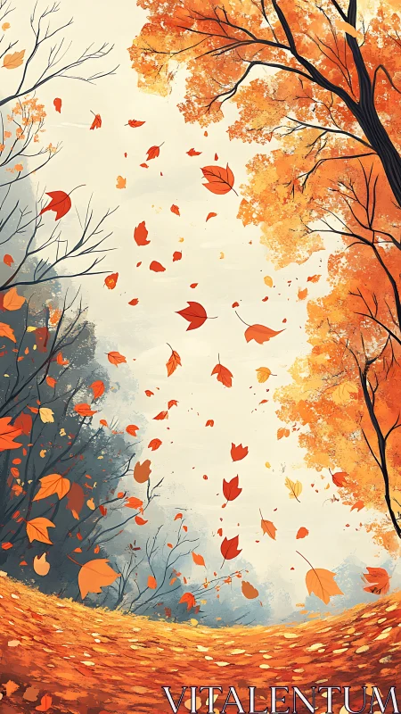 Golden leaves swirling through a quiet autumn pathway.