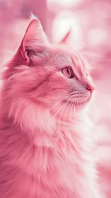 Pink Dreams: A Fluffy Cat's Serene Portrait.