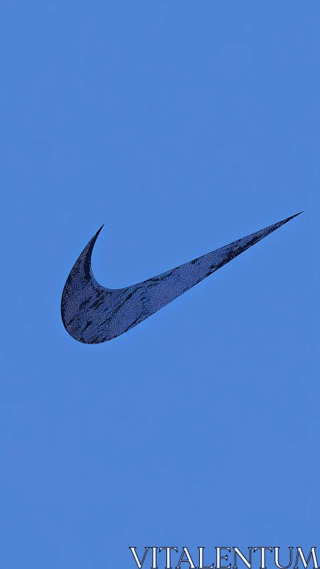 Monochrome blue field with isolated textured swoosh emblem centered