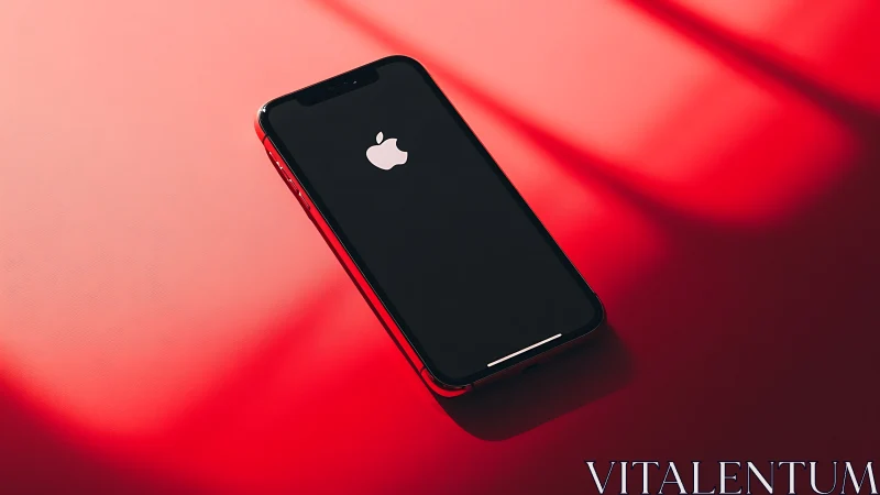 Red iPhone on Gradient Background. Minimalist Product Shot.