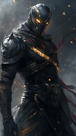 Armored wraith warrior with molten core and emissive visor lighting