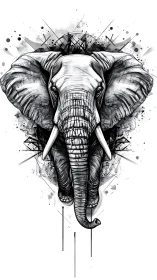 Bold elephant portrait steps forward in striking ink art