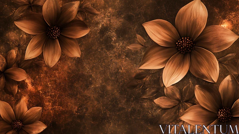 Golden Flowers Dance Across Textured Warmth