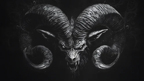 Horned shadow devil curls its rage into a silver snarl