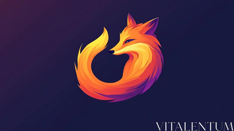Vibrant curled fox emblem glows on deep midnight gradient
