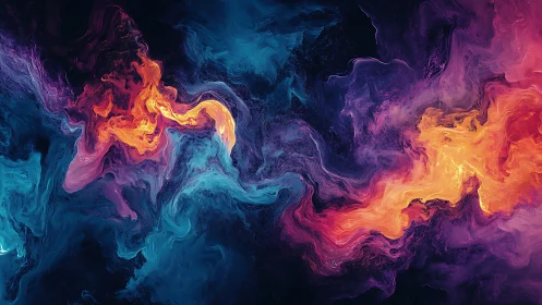 Swirling cosmic clouds welcome fiery light across deep space