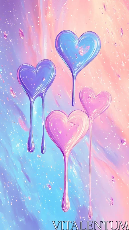 Gradient Heart Lollipops: Luminous Digital Composition.