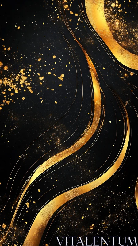 Golden rivers of light flow gracefully across deep black