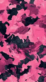 Vibrant pink and black abstract strokes create bold motion