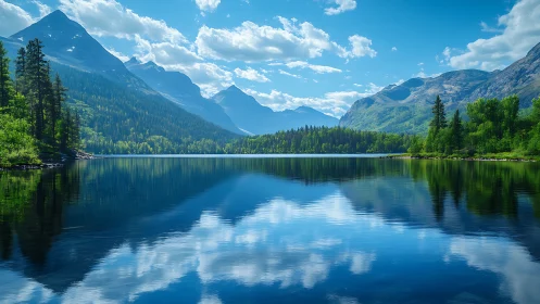 Mirrorlake morning where blue mountains learn to dream.