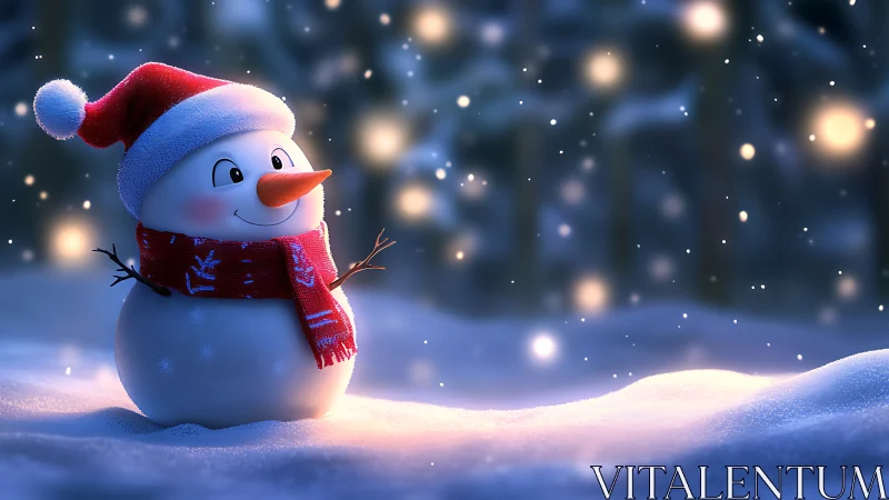 Softly lit 3D snowman with subsurface scattering and bokeh field