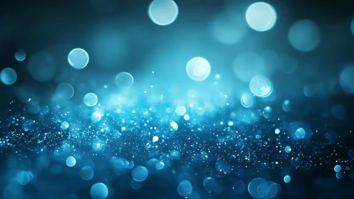 Abstract blue bokeh lights with sparkling glitter effect background.