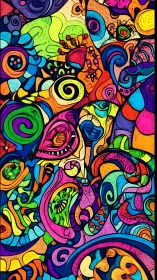 Neon whirlpools of chaos swirl through playful abstract dreams.