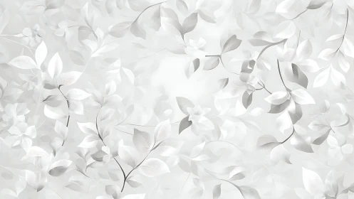 Monochrome botanical pattern with layered translucent leaf structures