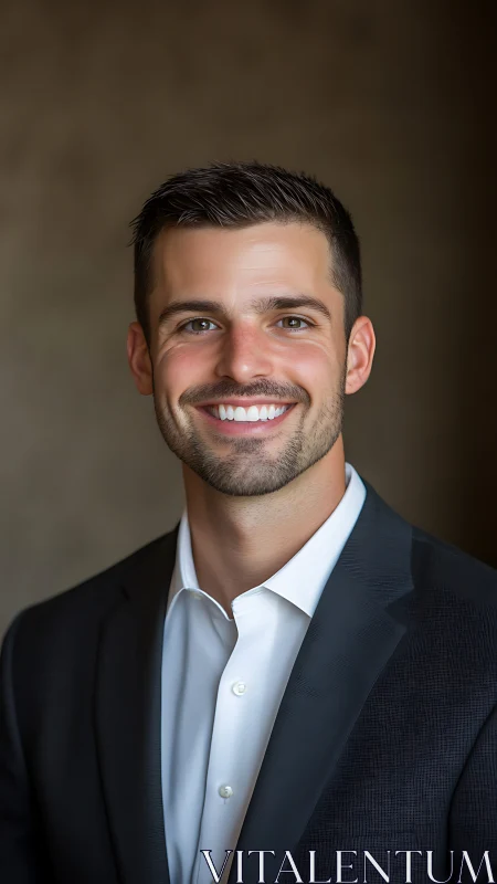 Male professional headshot in dark suit against neutral wall.