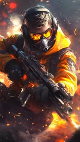 Incendiary urban marksman with tactical respirator system.