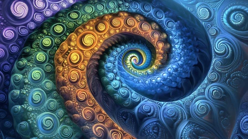 Multicolored logarithmic fractal spiral with intricate depth