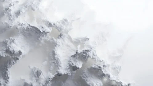Abstract snowy mountain landscape with soft light and white tones.