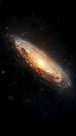 Spiral galaxy core glowing in deep space starfield view.