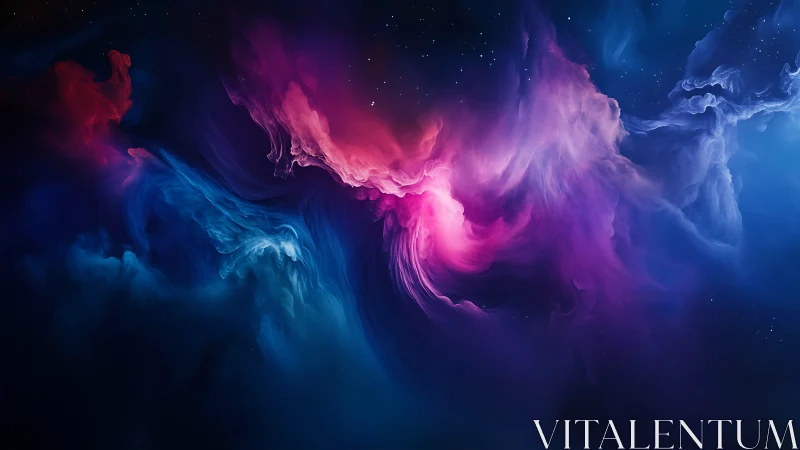 Chromatic nebulae swirl in deep space with luminous ion clouds