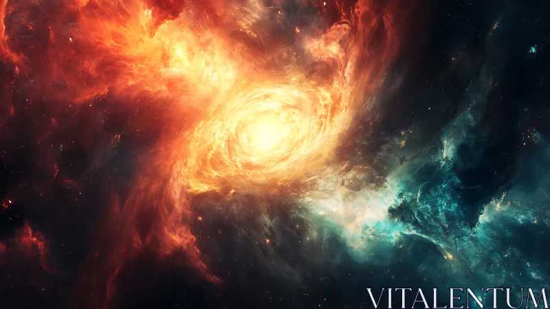 Stellar nebula vortex glows with intense cosmic firestorm