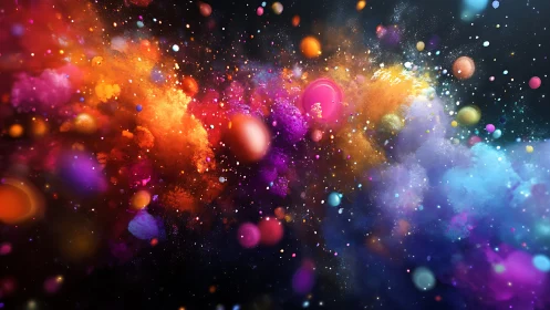 Vibrant cosmic powder clouds explode across dark space