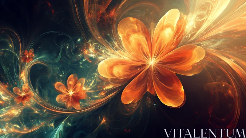 Luminous fractal flowers ignite a swirling cosmic night