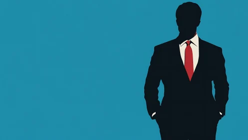 Corporate Professional Silhouette Against Turquoise Background.