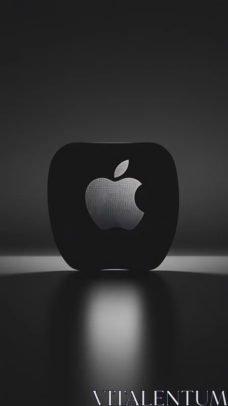 Sculptural Apple Logo rendered as monolithic black geometric form.