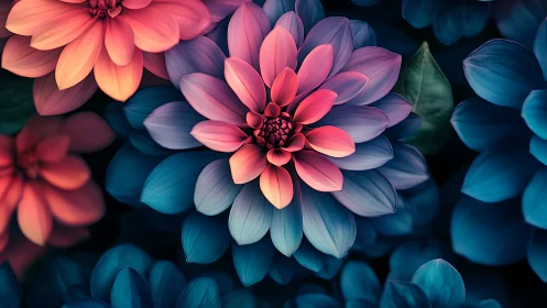 Vibrant Pink Dahlia Blooming in Neon Darkness