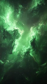 Emerald nebula clouds glow softly across the deep night sky