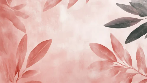 Soft coral foliage border on pale textured background.