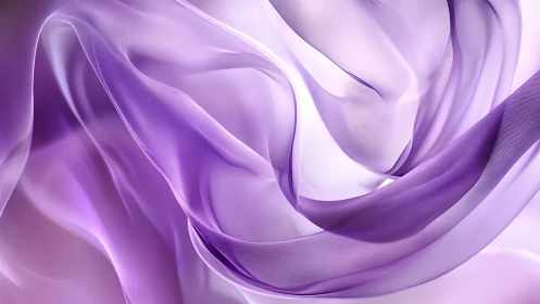 Lavender translucent fabric folds create flowing abstract motion