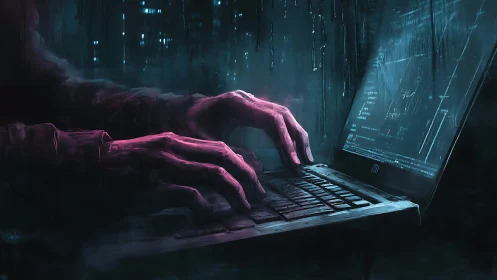 Neon phantom coder bending midnight code streams.